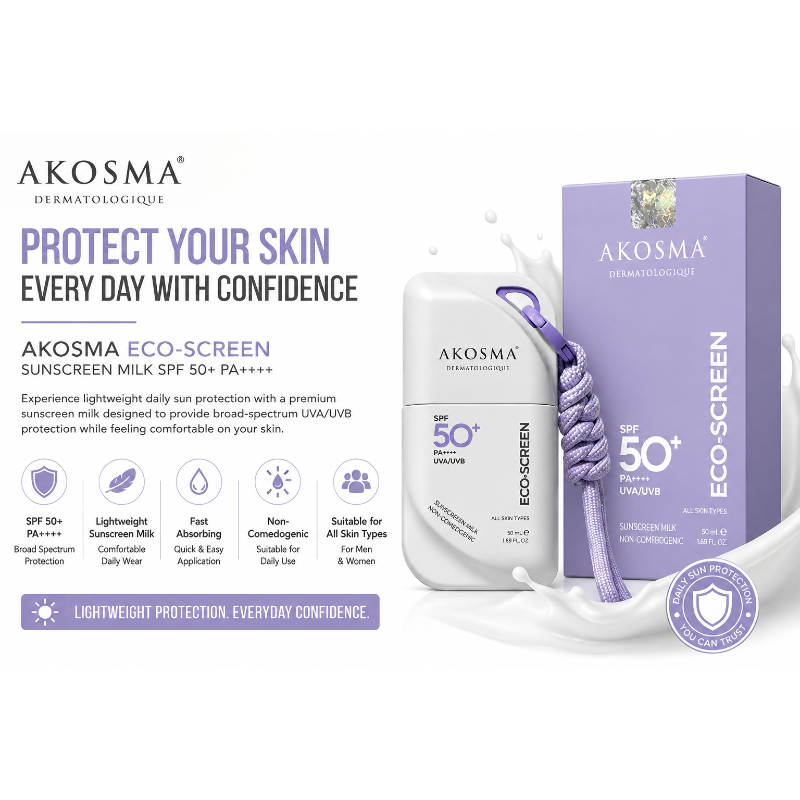 AKOSMA ECO-SCREEN Sunscreen Milk SPF 50+ PA++++ UVA/UVB Protection (50ml)