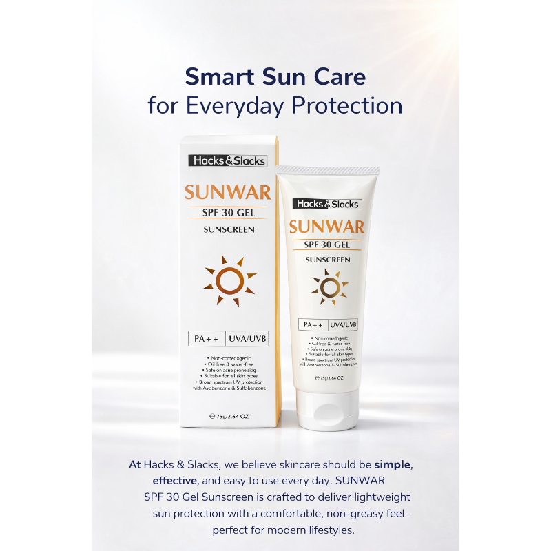 SUNWAR Sunscreen Gel SPF 30 PA++ Broad Spectrum UVA/UVB Protection 75gm