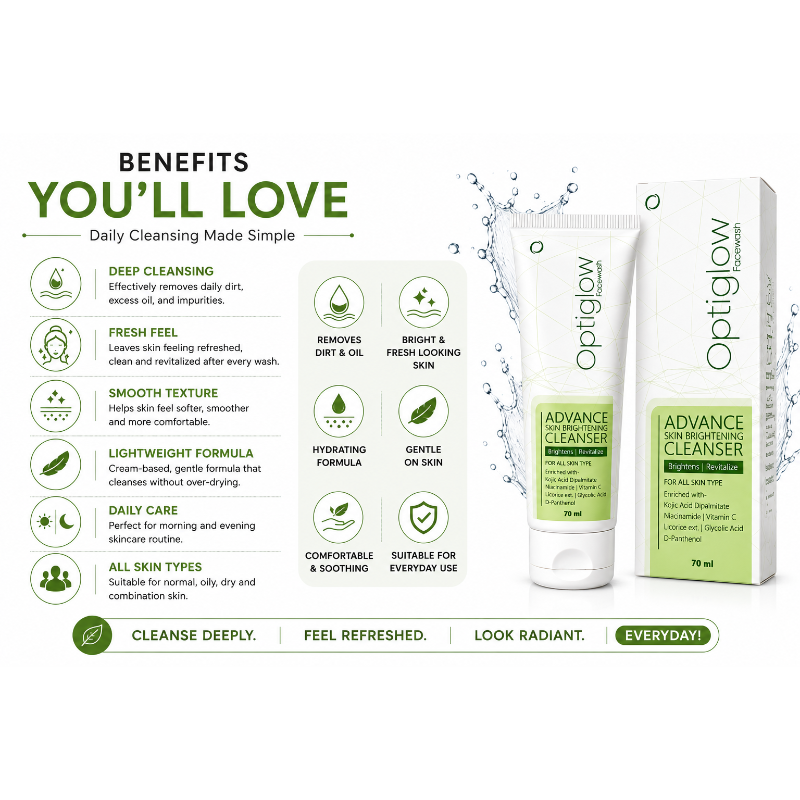 Optiglow Advance Skin Brightening Cleanser Face Wash (70ml)