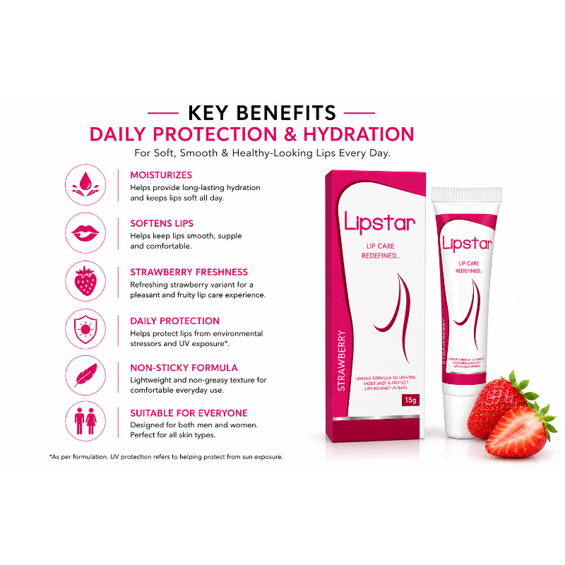 Lipstar Strawberry Lip Care Cream (15gm)