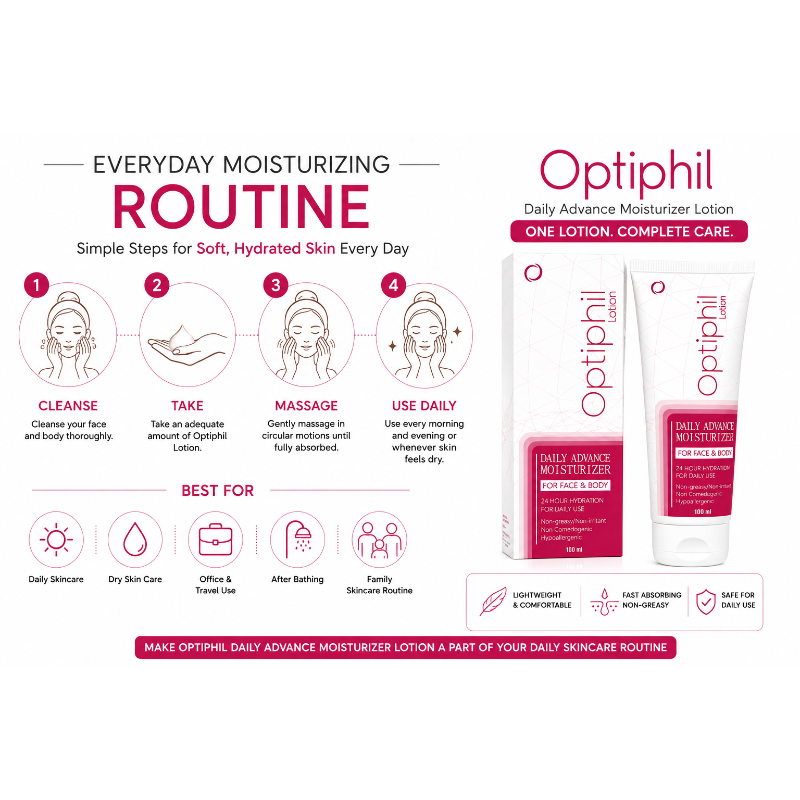 Optiphil Daily Advance Moisturizer Lotion for Face & Body (100ml)