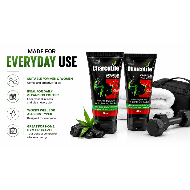CharcoLife Charcoal Face Wash 60gm-(Pack Of 2)