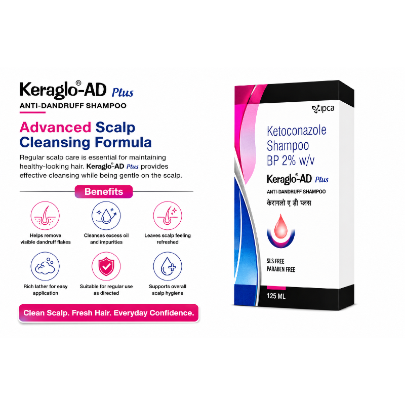 IPCA Keraglo-AD Plus Anti-Dandruff Shampoo (125ml)