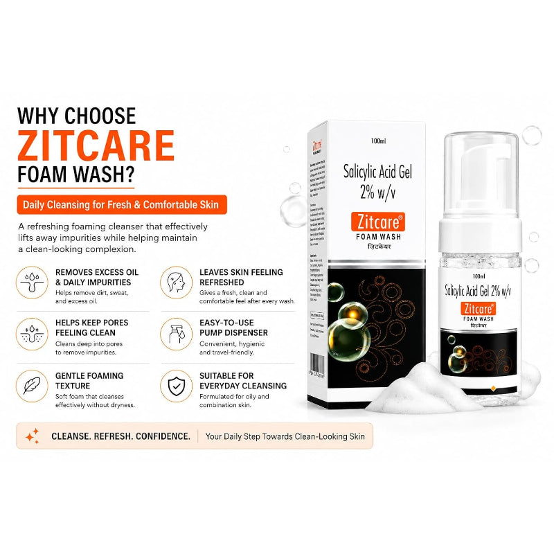 Zitcare Salicylic Acid 2% Foam Face Wash (100ml)