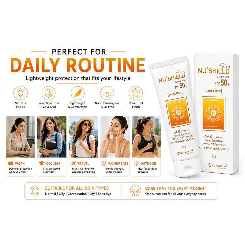 NU’SHIELD Cream Tint Sunscreen SPF 50+ PA+++ (50gm)