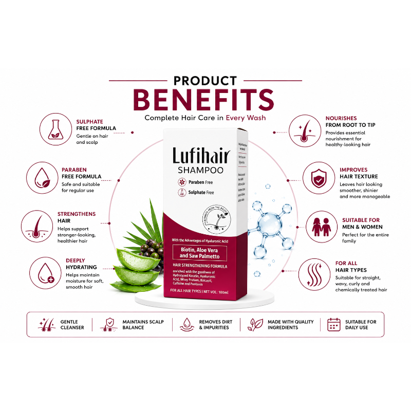 Lufihair Hair Shampoo 100ml – Biotin, Aloe Vera, Saw Palmetto, Hyaluronic Acid & Caffeine