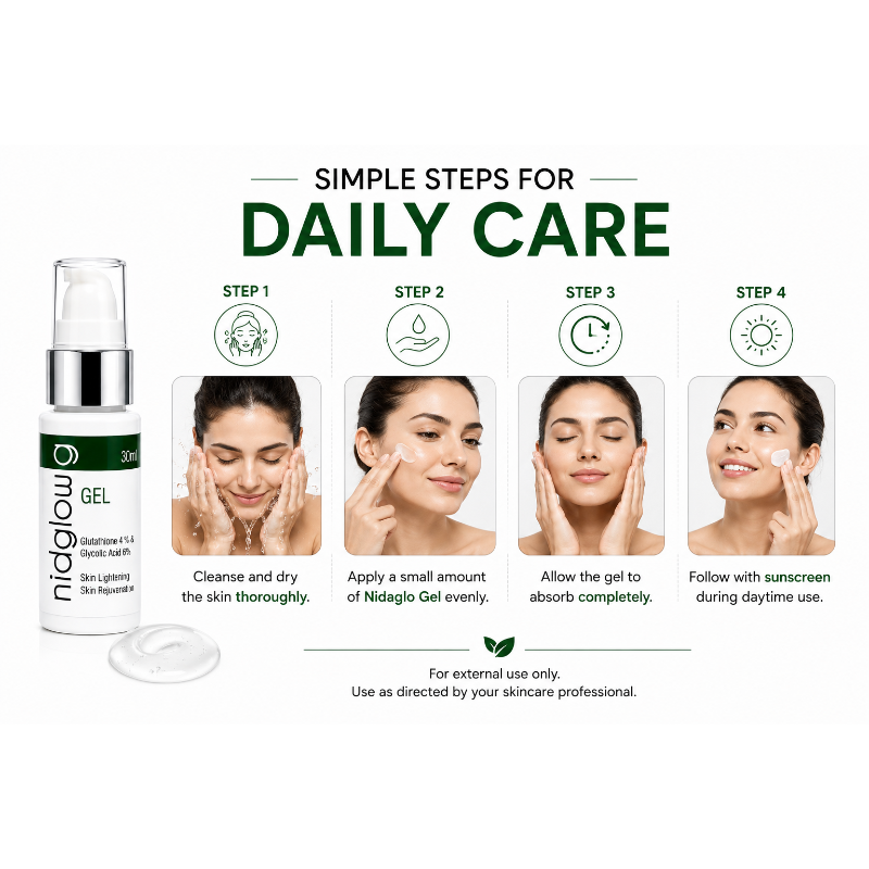 Niaglow G Gel 30ml | Glutathione 4% + Glycolic Acid 6% Skin Brightening Gel