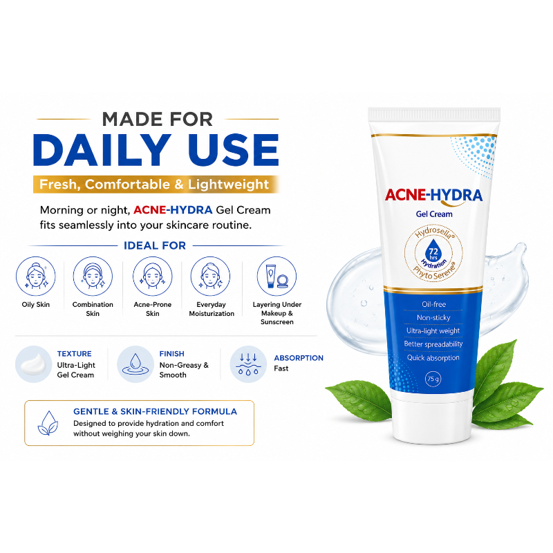ACNE-HYDRA Gel Cream 75g – Oil-Free Hydrating Moisturizer for Oily & Acne-Prone Skin