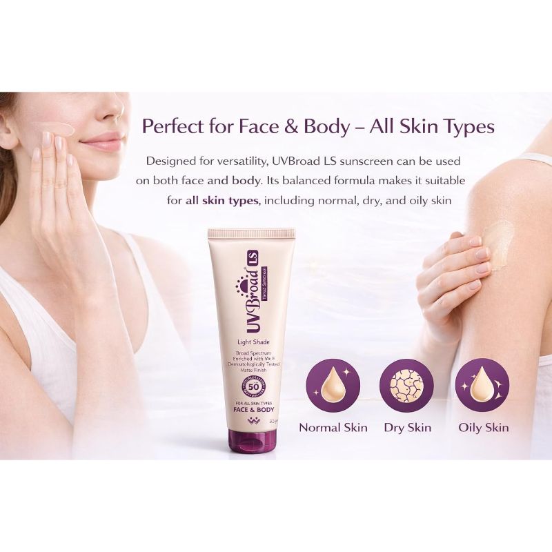 UVBroad LS Tinted Sunscreen SPF 50 (Light Shade) 50gm