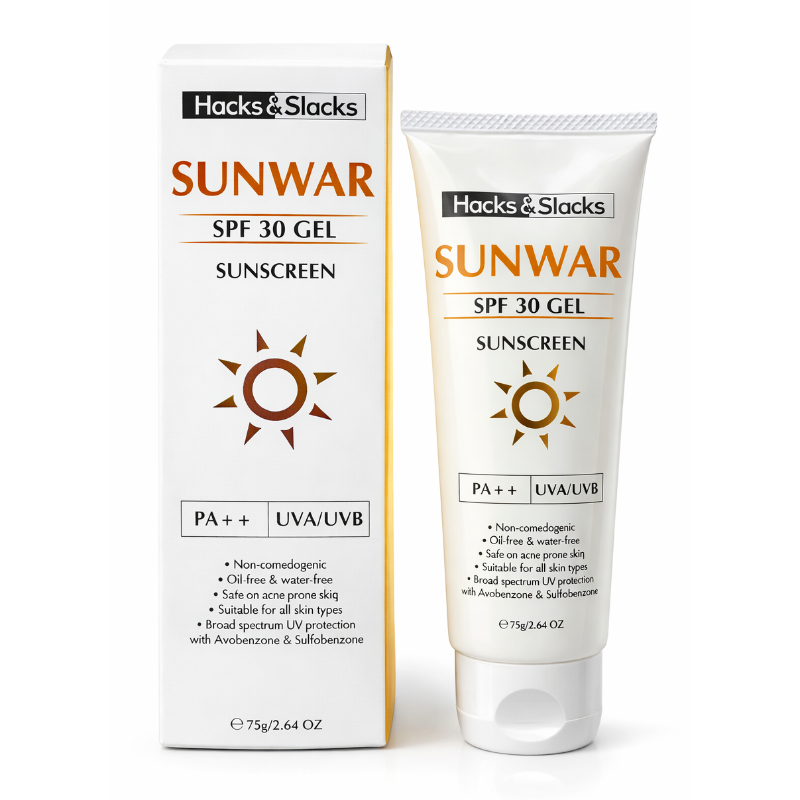 SUNWAR Sunscreen Gel SPF 30 PA++ Broad Spectrum UVA/UVB Protection 75gm