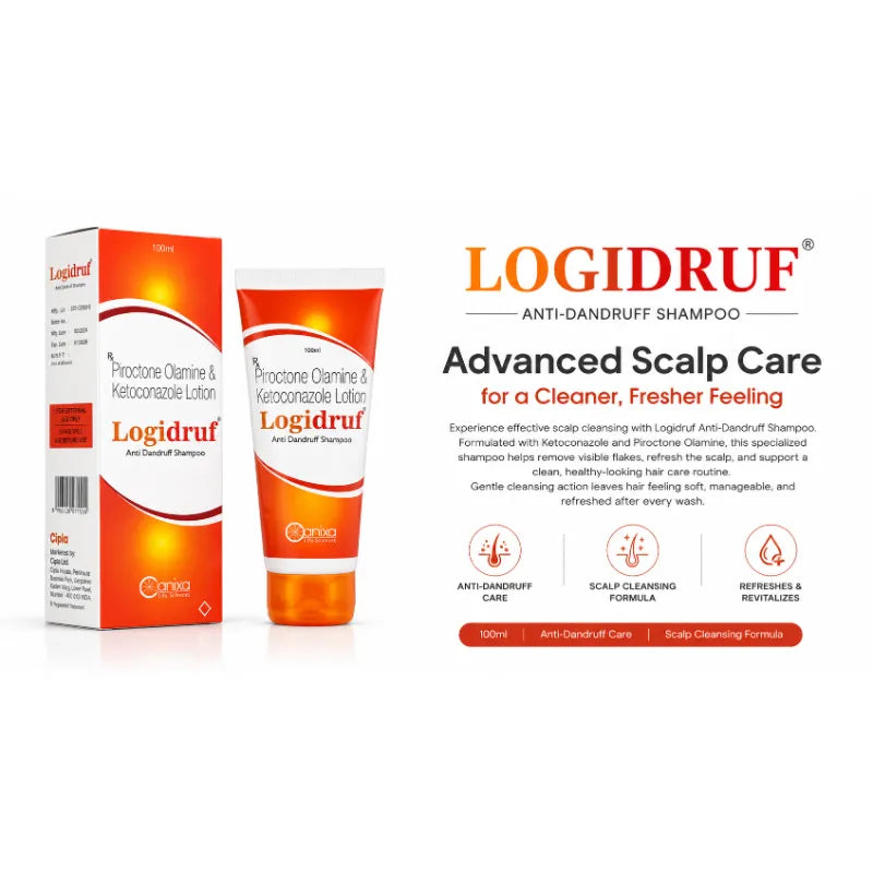 Logidruf Anti-Dandruff Shampoo 100ml | Ketoconazole & Piroctone Olamine