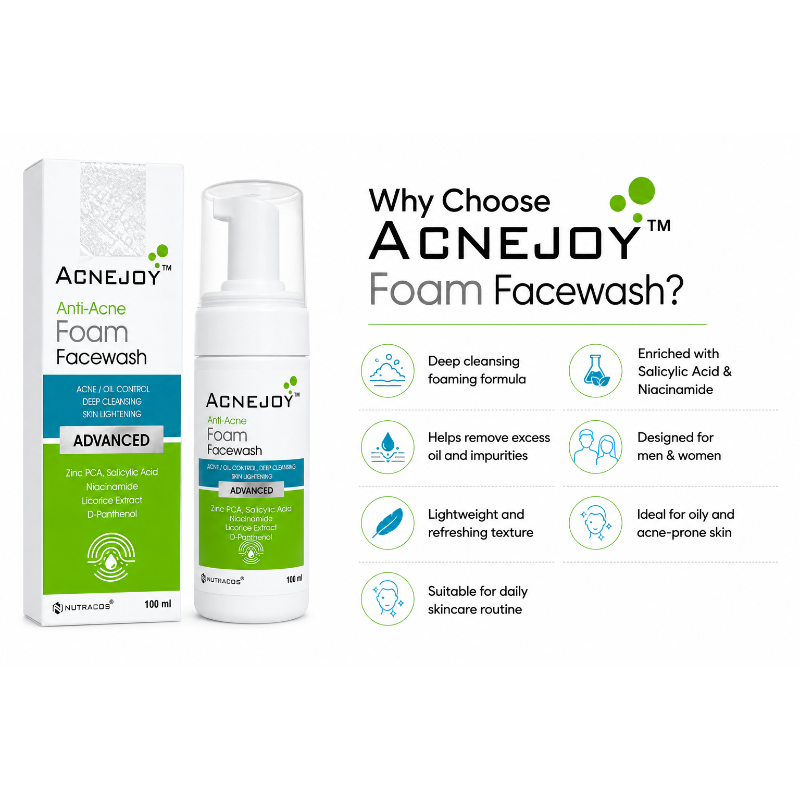 ACNEJOY Anti-Acne Foam Facewash for Oily & Acne-Prone Skin (100ml)