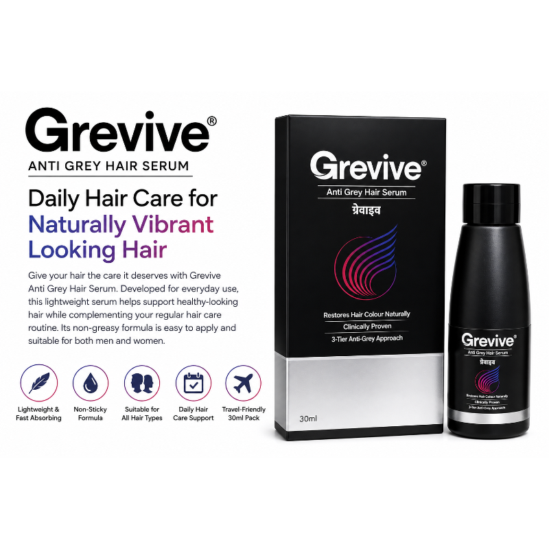 Grevive Anti Grey Hair Serum 30ml | Natural Hair Color Restoration Serum for Men & Women