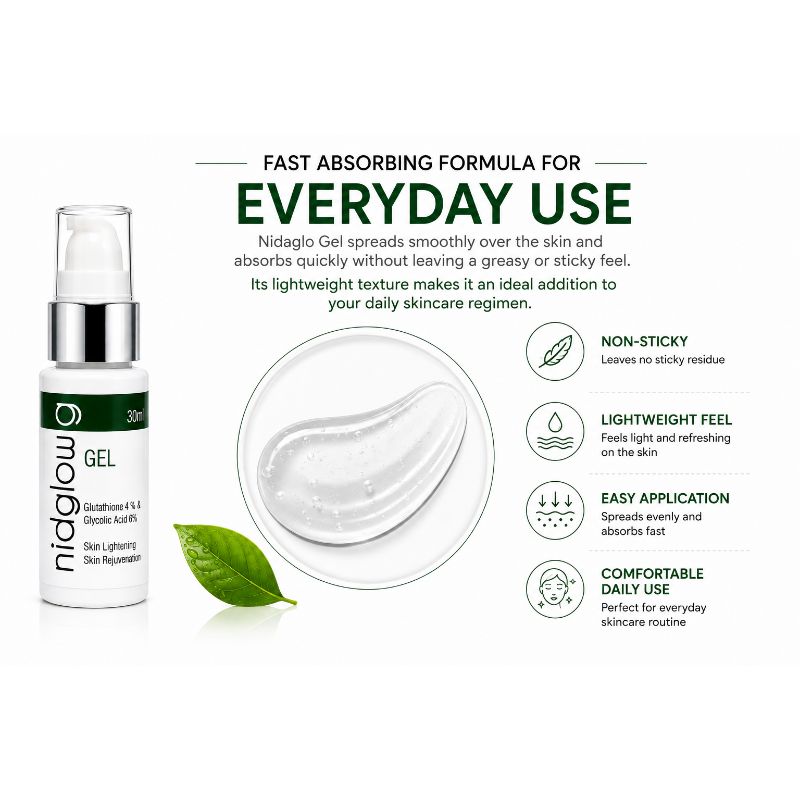 Niaglow G Gel 30ml | Glutathione 4% + Glycolic Acid 6% Skin Brightening Gel