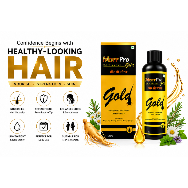 Morr Pro Gold Hair Serum | Hair Regrowth & Anti-Hair Fall Treatment (60ml)