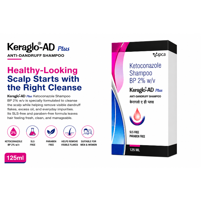 IPCA Keraglo-AD Plus Anti-Dandruff Shampoo (125ml)