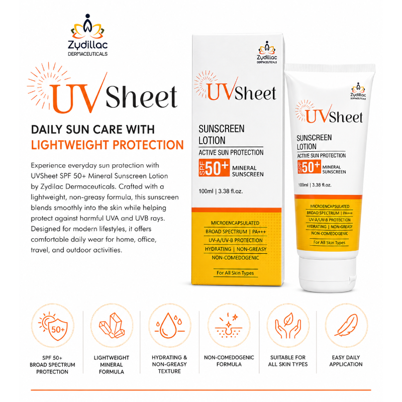 UVSheet SPF 50+ Mineral Sunscreen Lotion (100ml)