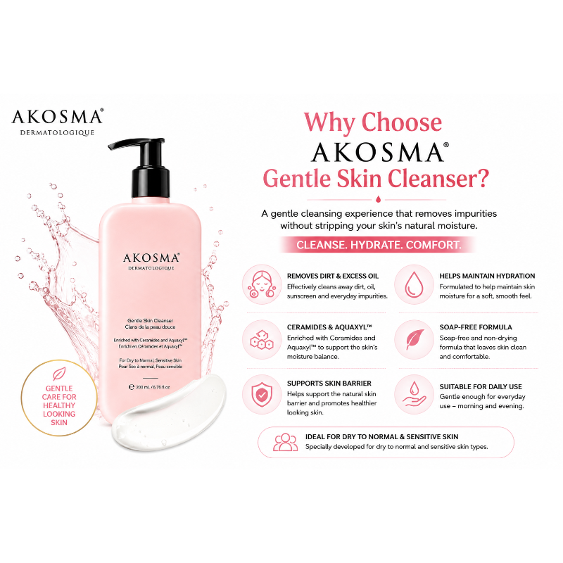 AKOSMA Gentle Skin Cleanser for Dry to Normal Sensitive Skin (200ml)