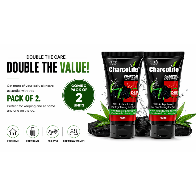 CharcoLife Charcoal Face Wash 60gm-(Pack Of 2)
