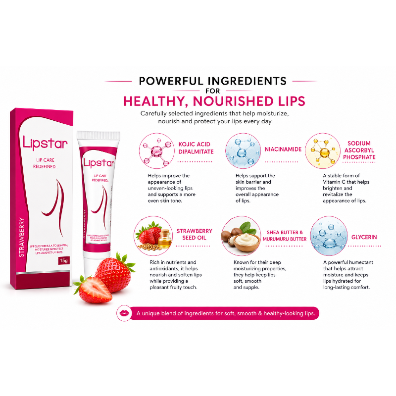 Lipstar Strawberry Lip Care Cream (15gm)