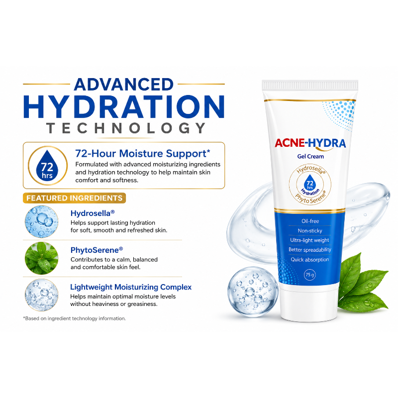 ACNE-HYDRA Gel Cream 75g – Oil-Free Hydrating Moisturizer for Oily & Acne-Prone Skin