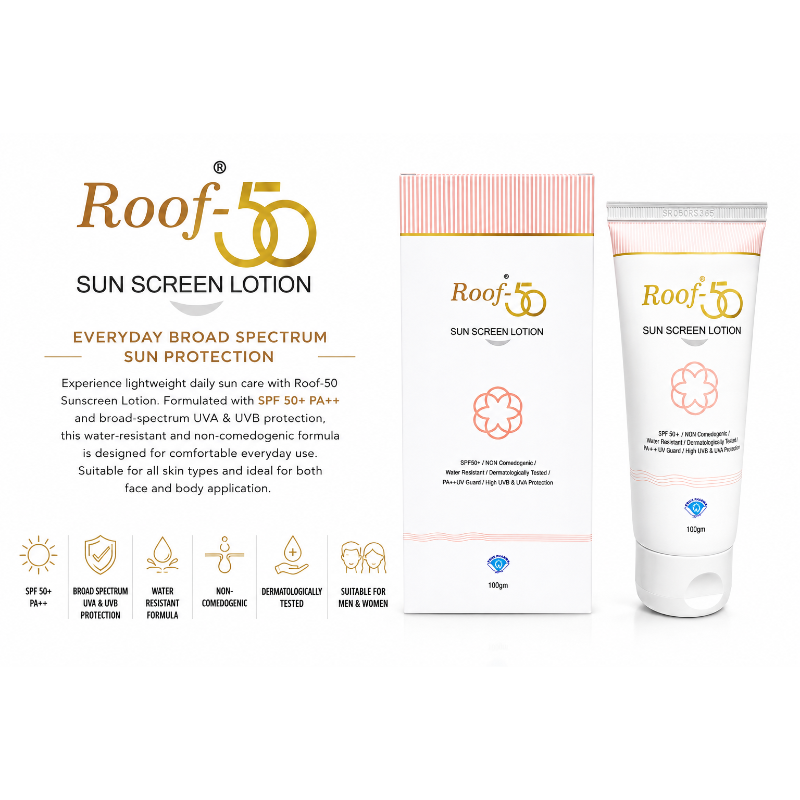 Roof-50 Sunscreen Lotion SPF 50+ PA++ (100gm)
