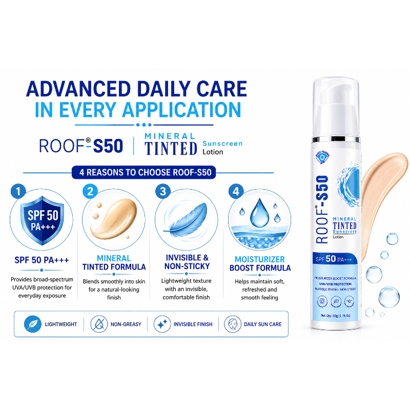 ROOF-S50 Mineral Tinted Sunscreen Lotion SPF 50 PA+++ (50gm)