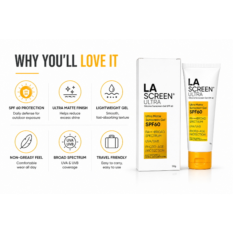 La Screen Ultra Silicone Sunscreen Spf 60 P+++ Gel 50gm