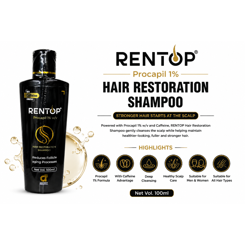 Rentop Hair Restoration Shampoo with Procapil 1% & Caffeine (100ml)