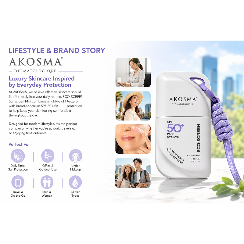 AKOSMA ECO-SCREEN Sunscreen Milk SPF 50+ PA++++ UVA/UVB Protection (50ml)
