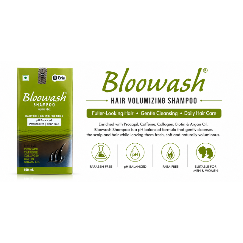 Bloowash Hair Volumizing Shampoo with Procapil, Caffeine, Biotin & Argan Oil | pH Balanced | 100ml