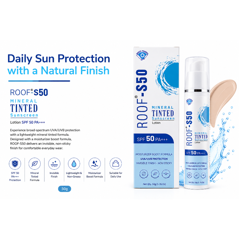 ROOF-S50 Mineral Tinted Sunscreen Lotion SPF 50 PA+++ (50gm)