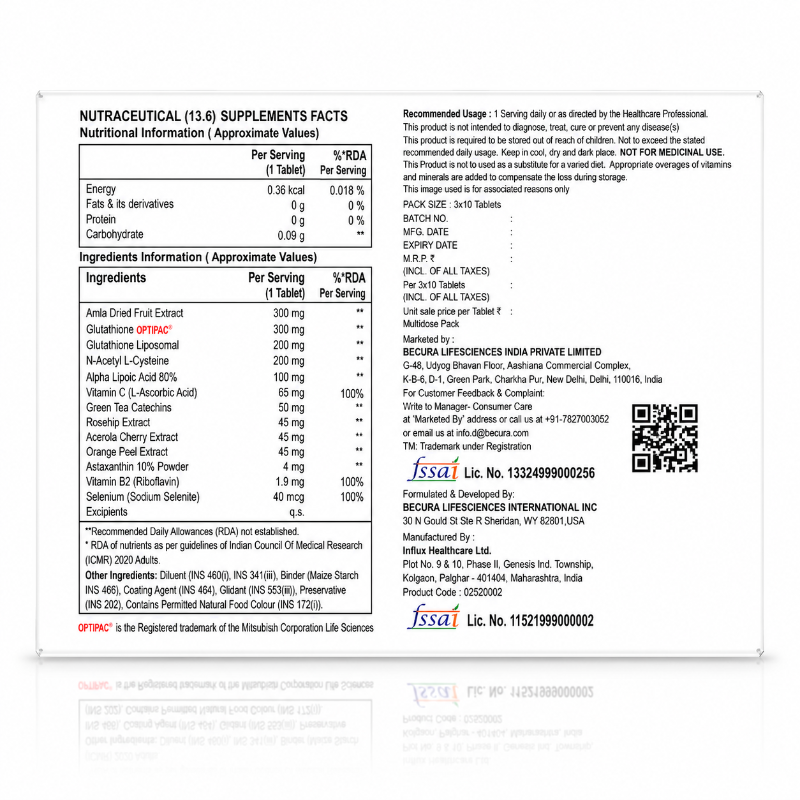 Celluglow Liposomal Glutathione Tablets 3 x 10 Tablets