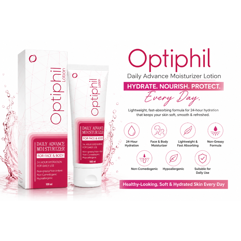 Optiphil Daily Advance Moisturizer Lotion for Face & Body (100ml)