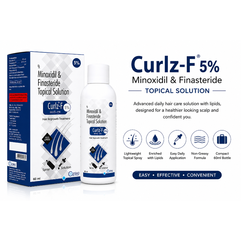Buy Curlz-F 5% Minoxidil & Finasteride Hair Regrowth Solution Spray 60ml