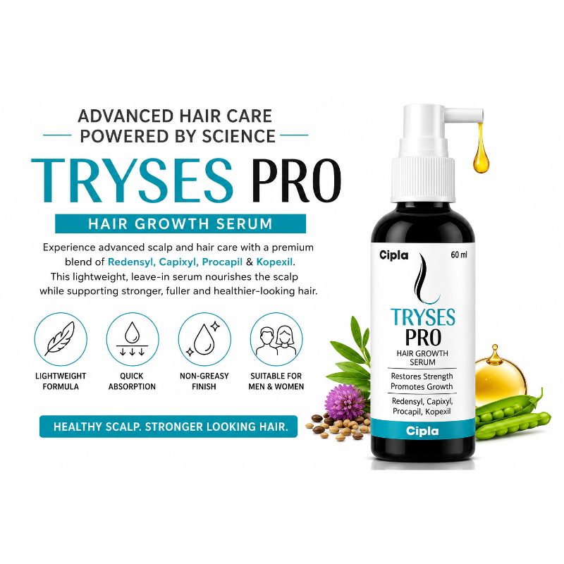 TRYSES Pro Hair Growth Serum 60ml | Redensyl, Capixyl, Procapil & Kopexil