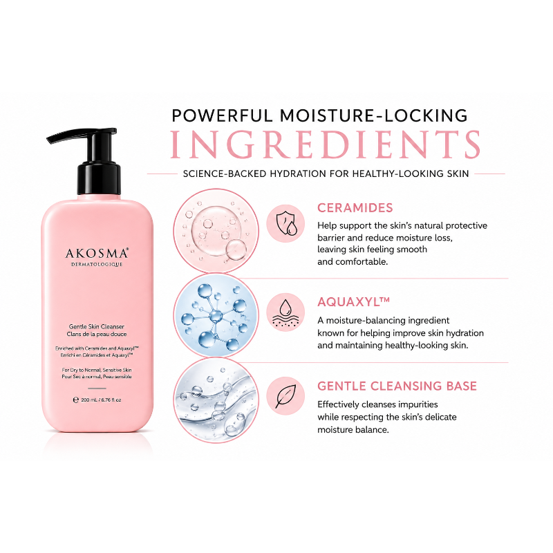 AKOSMA Gentle Skin Cleanser for Dry to Normal Sensitive Skin (200ml)