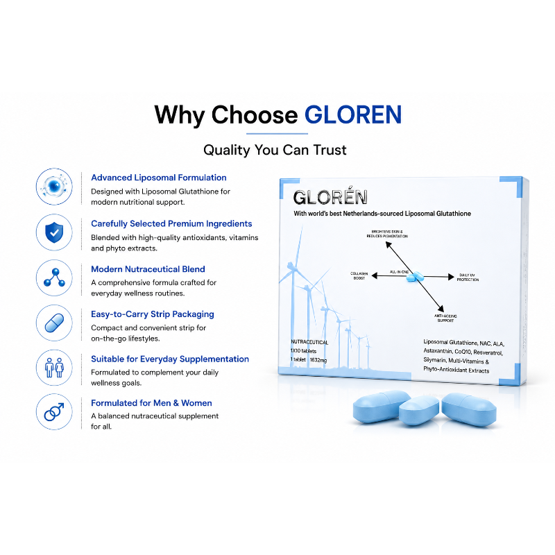 Gloren Liposomal Glutathione Nutraceutical Tablet, 10 Tablets