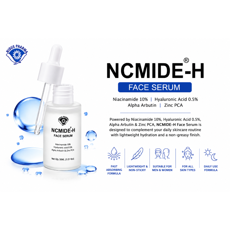 NCMIDE-H Face Serum | Niacinamide 10% + Hyaluronic Acid 0.5% + Alpha Arbutin & Zinc PCA | 30ml