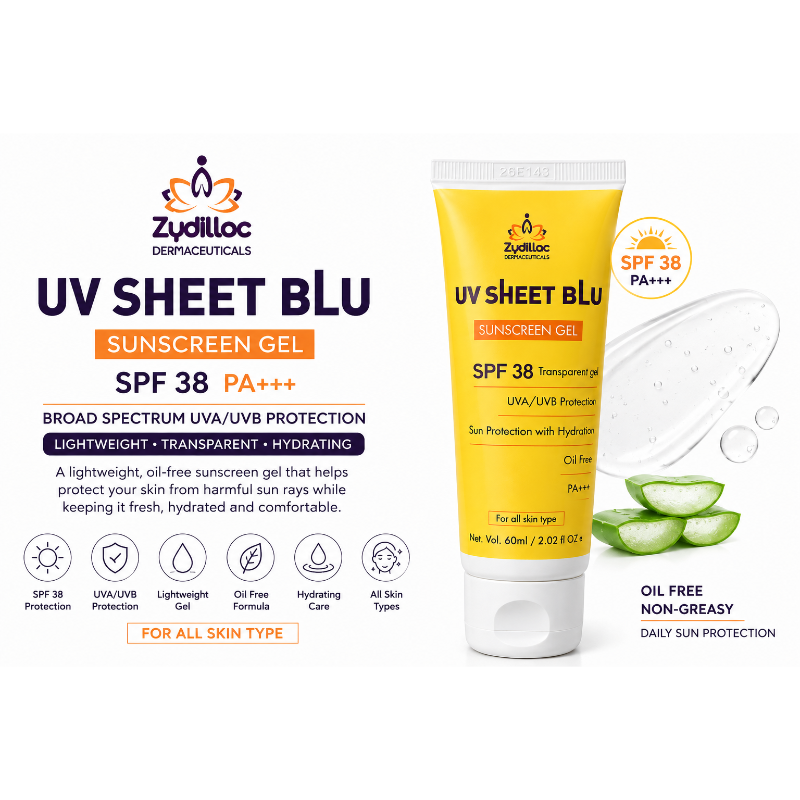 UV Sheet Blu SPF 38 PA+++ Sunscreen Gel (60ml)