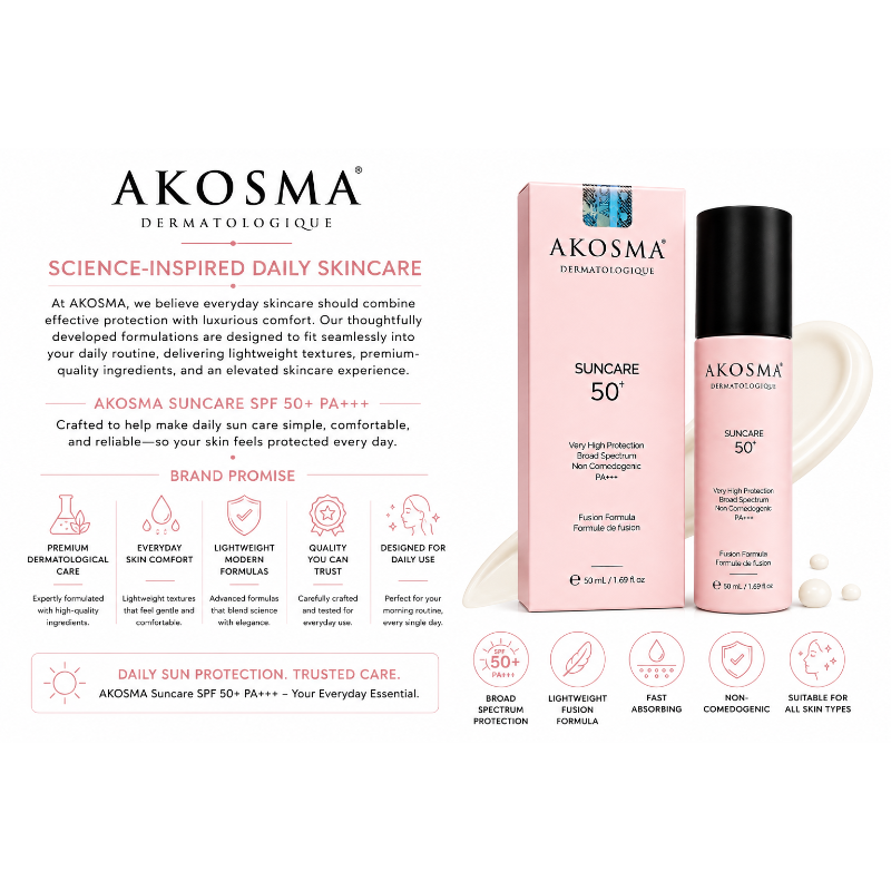 AKOSMA Suncare SPF 50+ PA+++ Broad Spectrum Sunscreen (50ml)