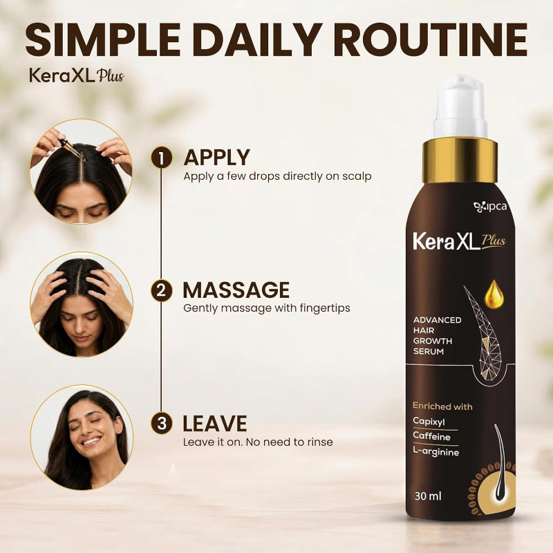 Kera XL Plus Advanced Hair Growth Serum 30ml | Anti Hair Fall Scalp Serum with Capixyl, Caffeine & L-Arginine for Thicker, Stronger Hair | Men & Women