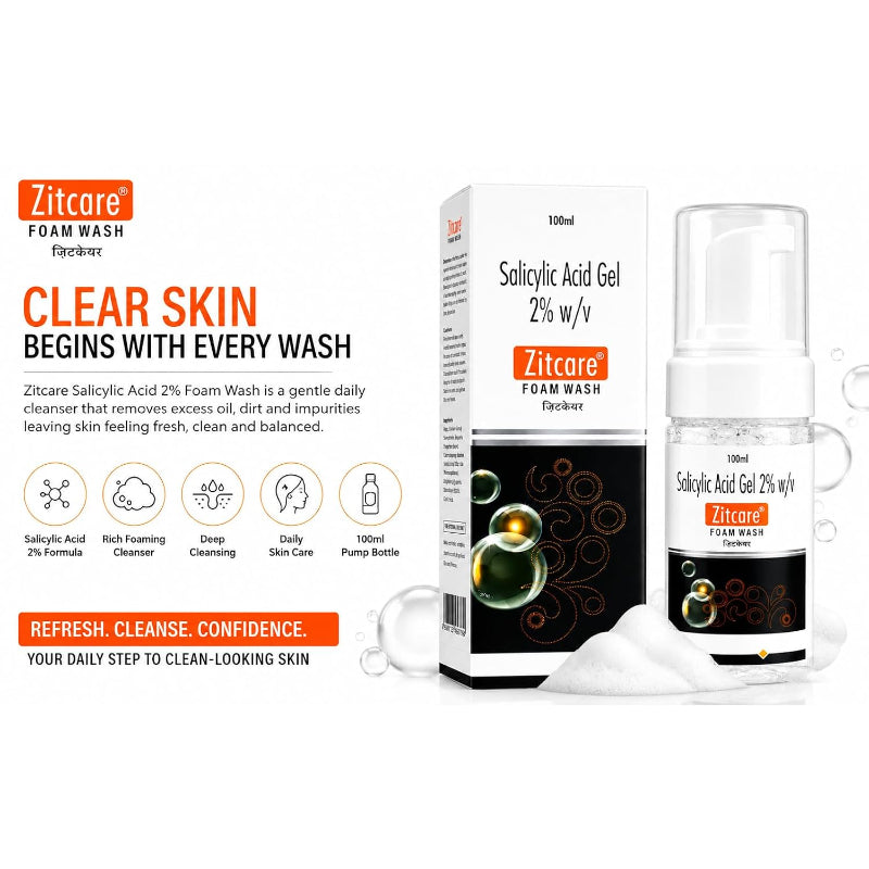Zitcare Salicylic Acid 2% Foam Face Wash (100ml)