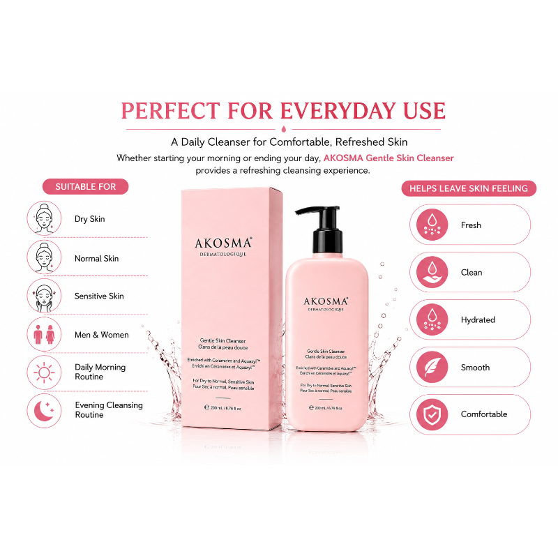 AKOSMA Gentle Skin Cleanser for Dry to Normal Sensitive Skin (200ml)