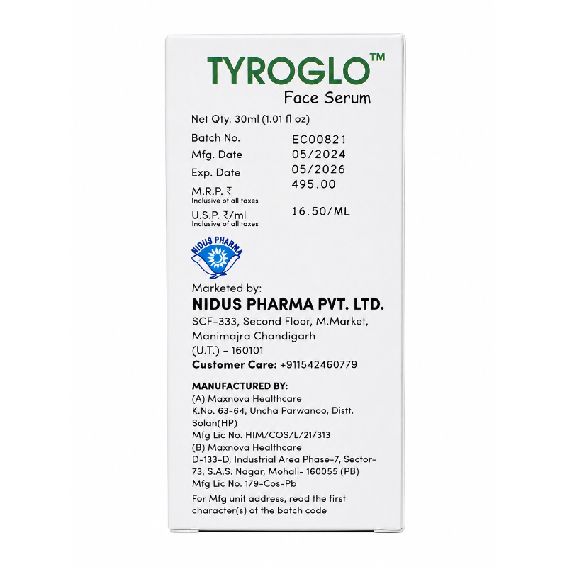 TYROGLO Face Serum with Tyrostat 3% | Helps Reduce Pigmentation, Dark Spots & Tanning | 30ml