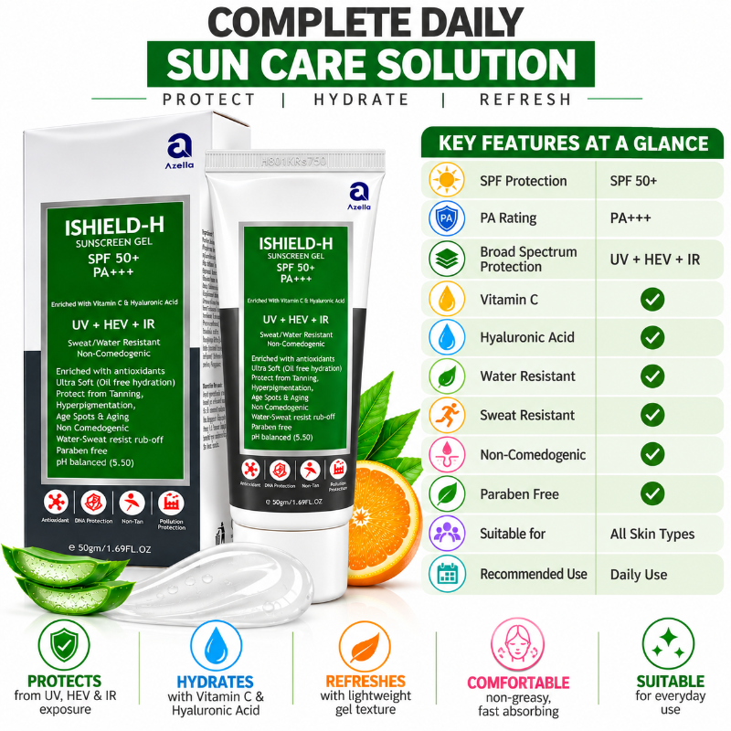 Azelia ISHIELD-H SPF 50+ PA+++ Sunscreen Gel (50gm)