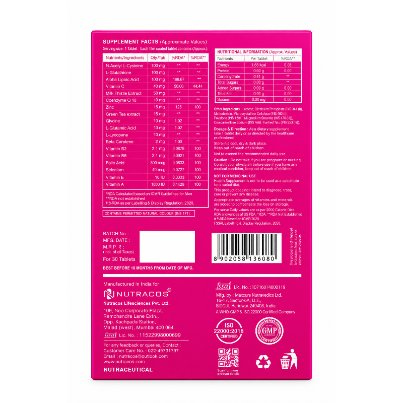 REELIGHT-PRO Glutathione Tablets for Skin Radiance 3×10 (30 Tablets)