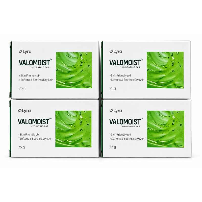 VALOMOIST Hydrating Bar Soap for Dry & Sensitive Skin 75g (Pack of 4)