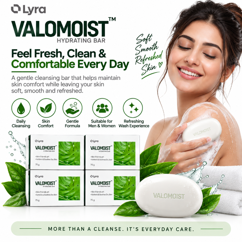 VALOMOIST Hydrating Bar Soap for Dry & Sensitive Skin 75g (Pack of 4)