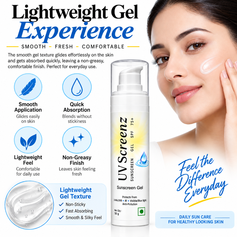 UV Screenz Sunscreen Gel SPF 75+ Broad Spectrum Protection (50gm)